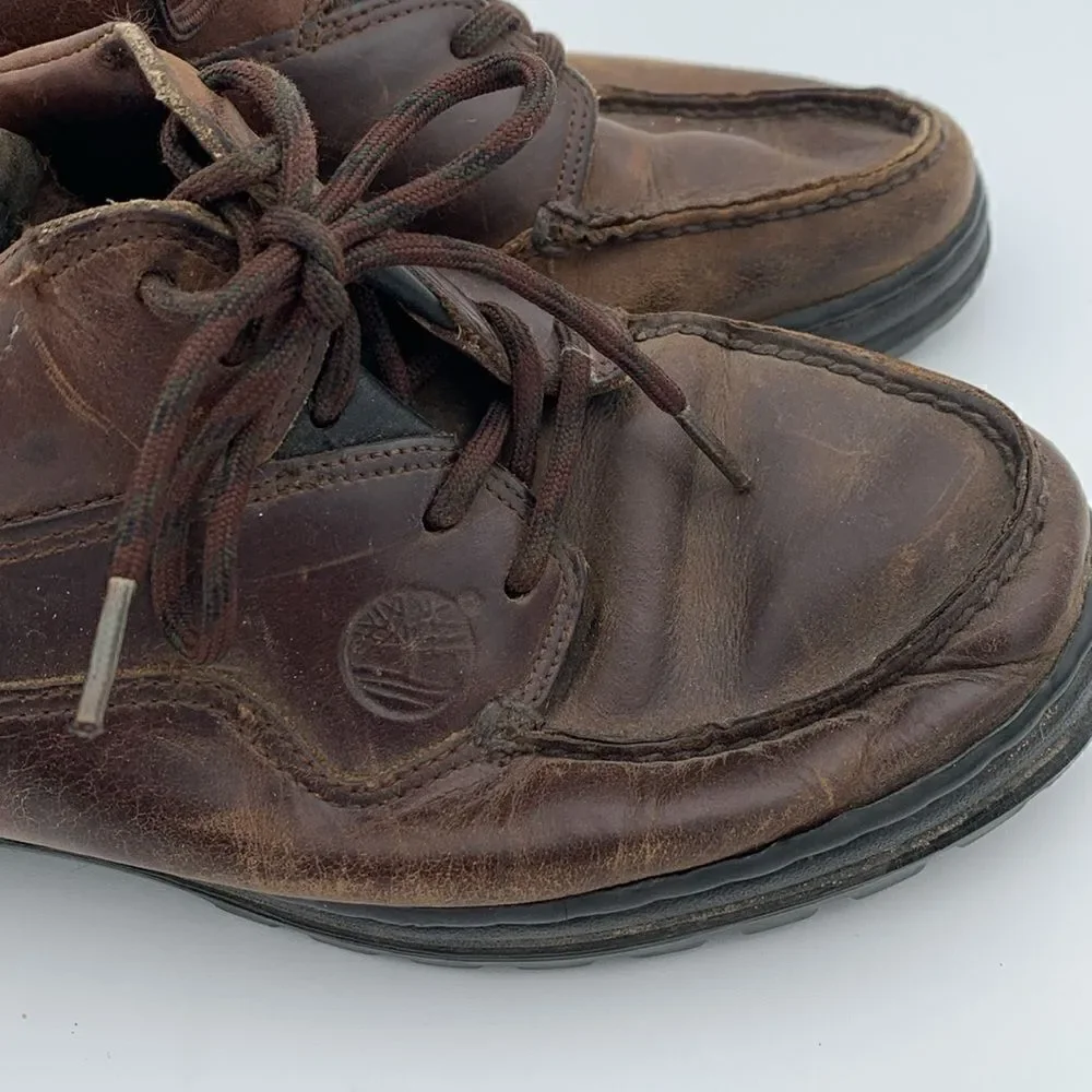 Vintage Timberland brown leather lace up boat shoes